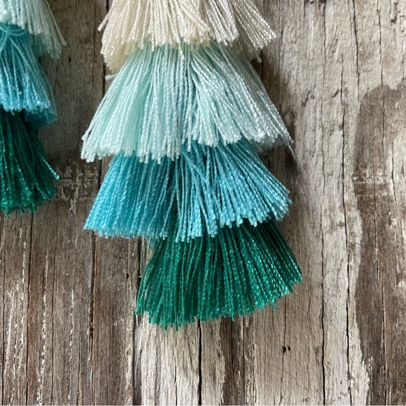 Zara Silk Tassel Earrings in Turquoise - Picture 3 of 4